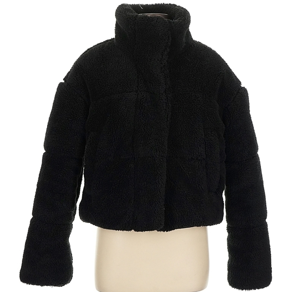 Alo Yoga Sherpa Snow Angel Puffer Jacket Coat in Black sz MEDIUM - Picture 5 of 5